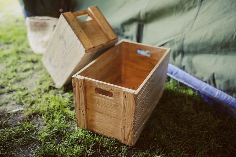 Plain wooden boxes with handles