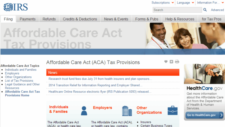 Where can you find answers on the Affordable Care Act? The IRS