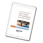 ebook reader showing cover of 101 Ways to Start More Tiny Businesses in Your Town