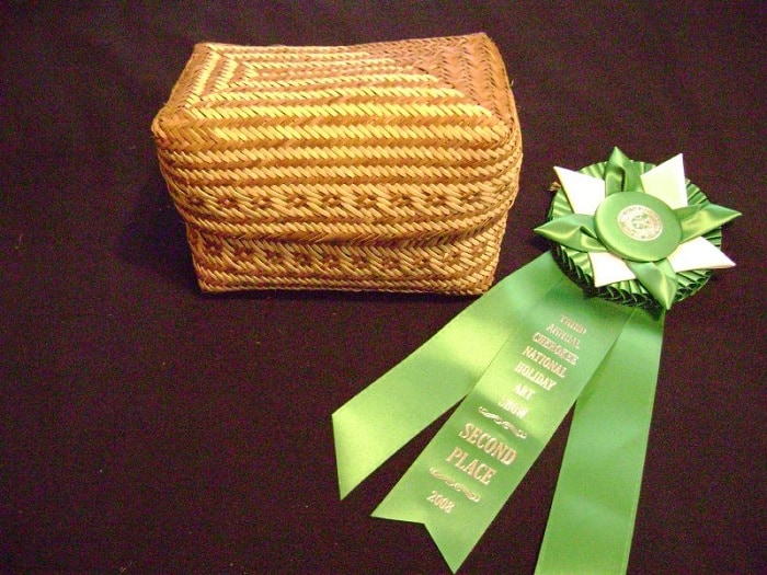 Cherokee basket with prize ribbon