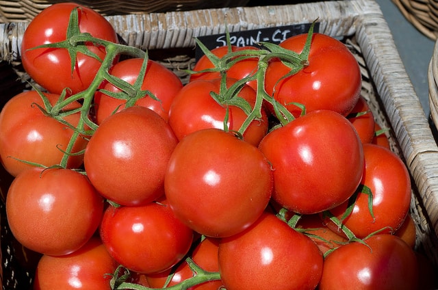 Basket full of tomatoes