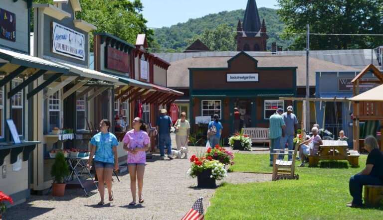 Tionesta Market Village Shops and shoppers. Photo by Julia McCray. Forest County IDA/IDC