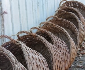 Baskets on a string. Photo by Gayle Trautman on Flickr.
