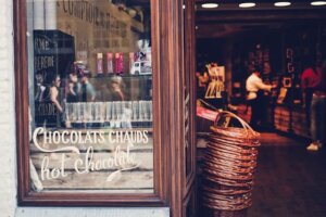 Chocolate shop shopping baskets