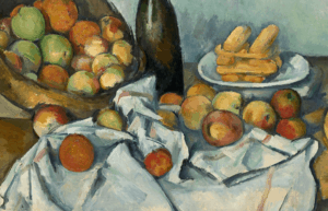 Still life with basket of fruit by artist Paul Cezanne