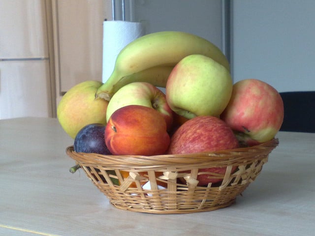Basket of fruit in the style of a still life painting