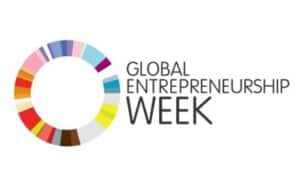Multicolor logo with text that says "Global Entrepreneurship Week"