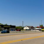 Caseys and a Dollar General big box stores right next to each other in a small town